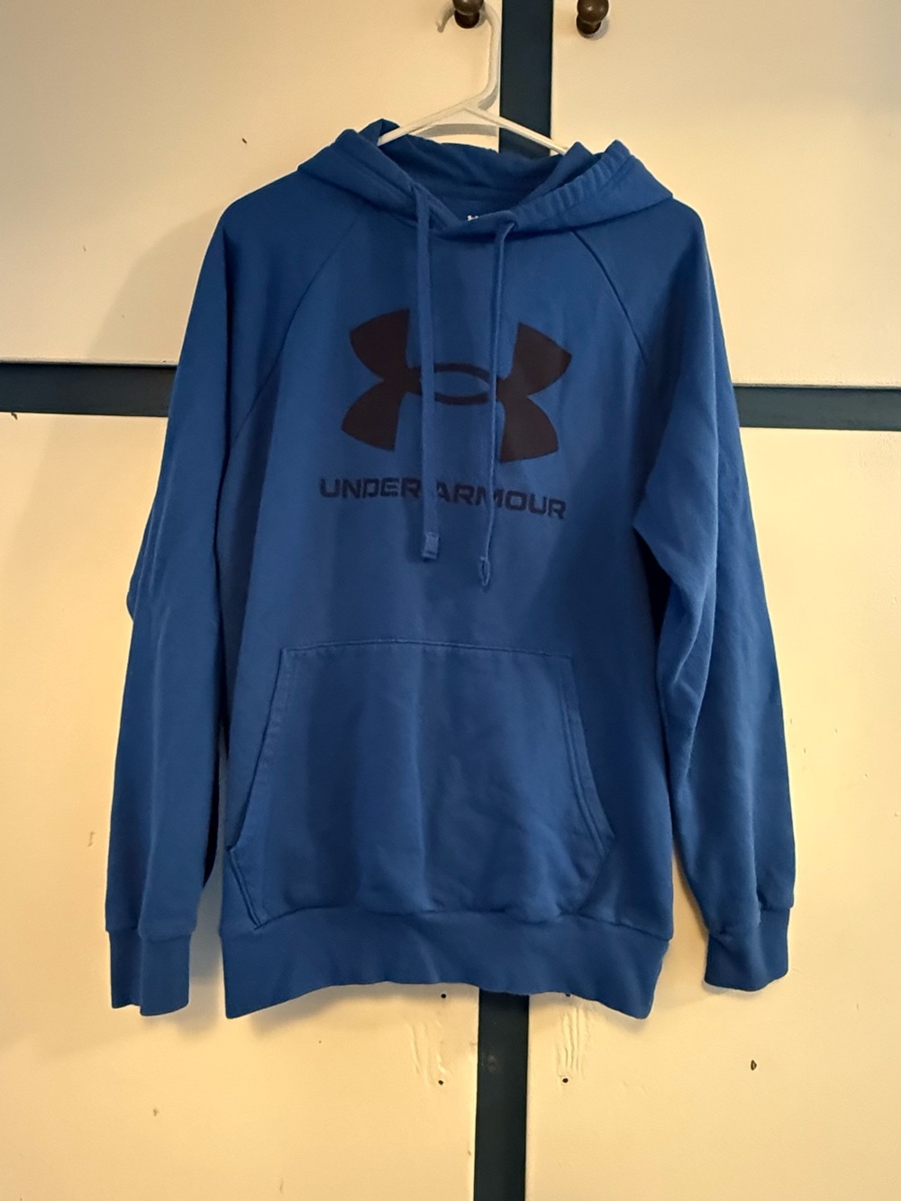 Under Armour Royal Blue Pullover Hoodie with Black Logo Size Medium Men's